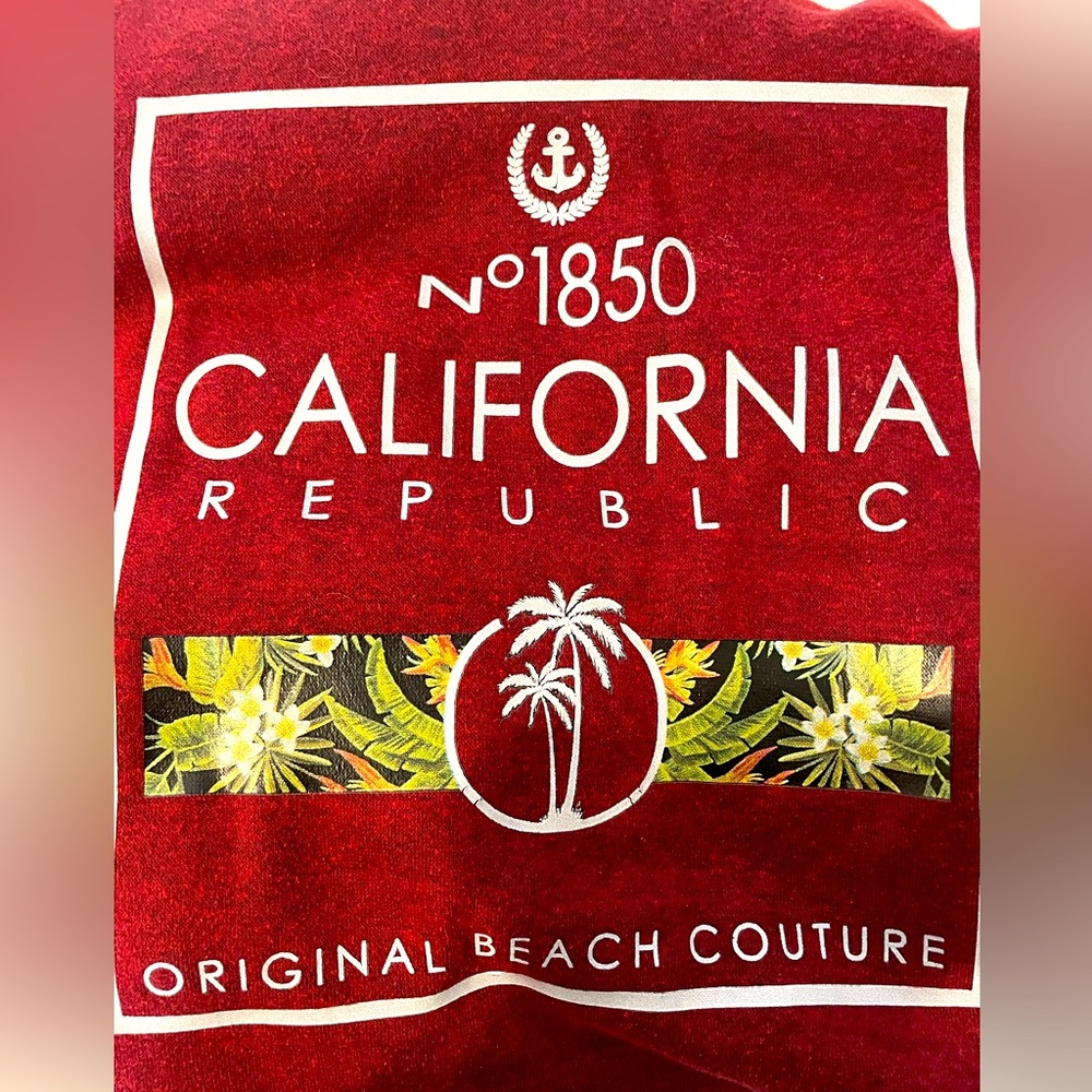 California Republic hooded sweatshirt unisex/maroon Lg - Picture 3 of 3